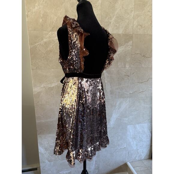 Free People Tribeca Sequin Mini Party Dress - 2 - Copper, Open Back, NYE Holiday - Picture 11 of 16